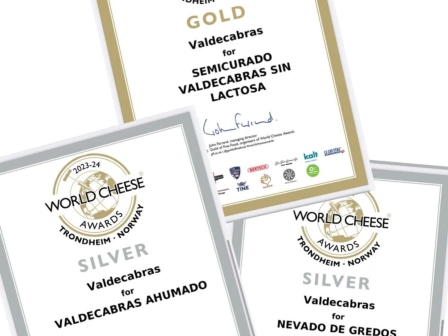 WORLD CHEESE AWARDS 2023-2024 (ORO: SEMICURADO SIN LACTOSA - PLATA: AHUMADO - PALTA: NEVADO DE GREDOS)